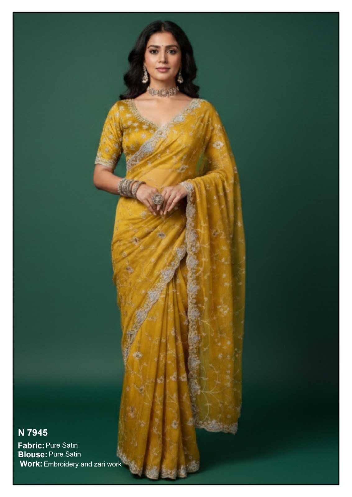 Organza Embroidered and Thread Work Contemporary Sari for Ceremonial