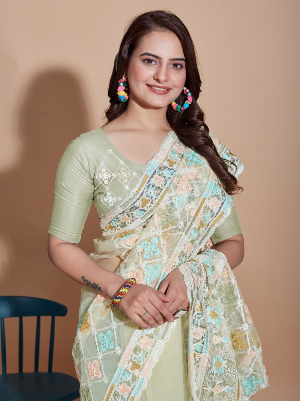 Beautiful Designer Saree on Soft Butterfly Net fabric