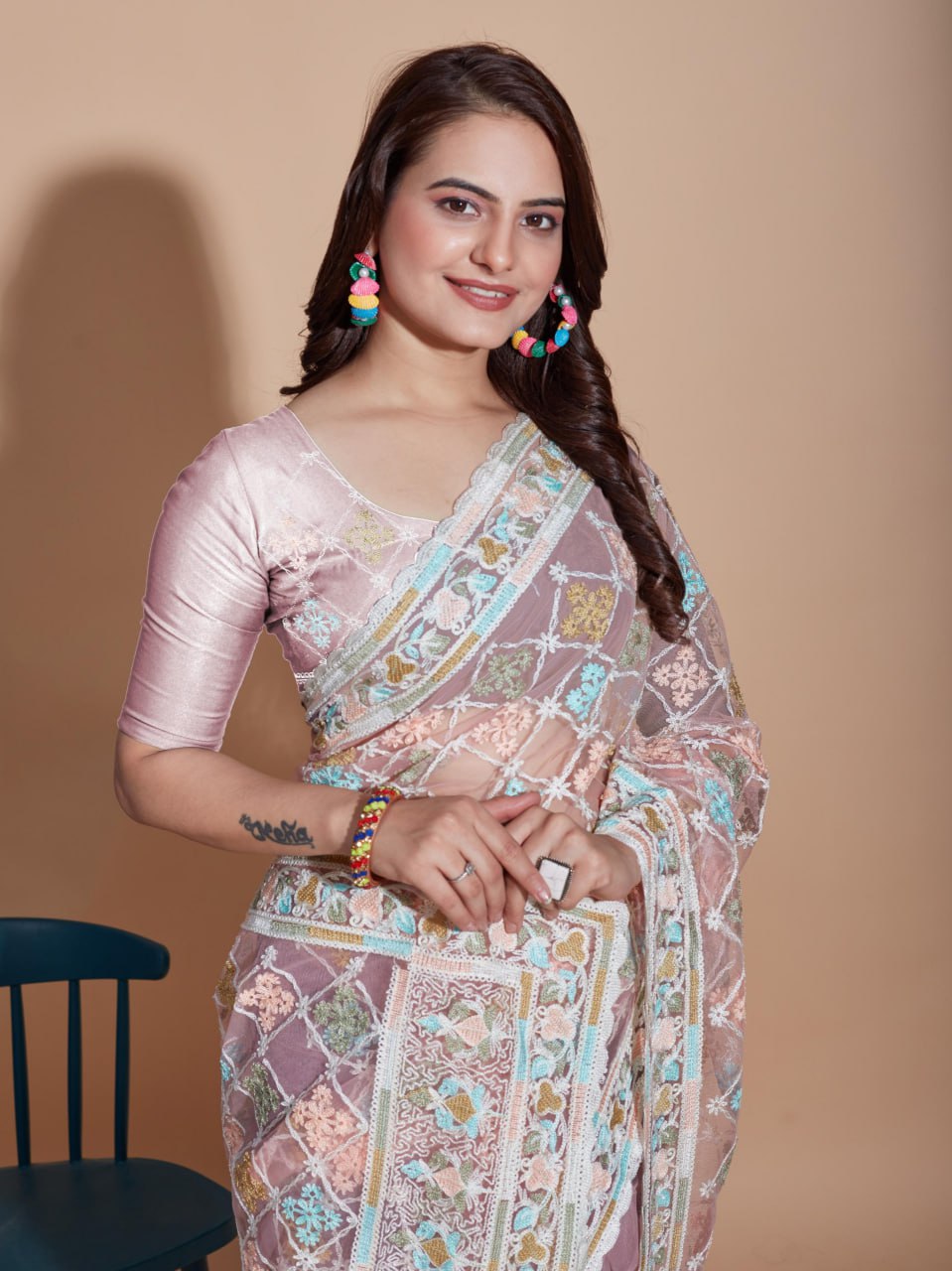 Beautiful Designer Saree on Soft Butterfly Net fabric