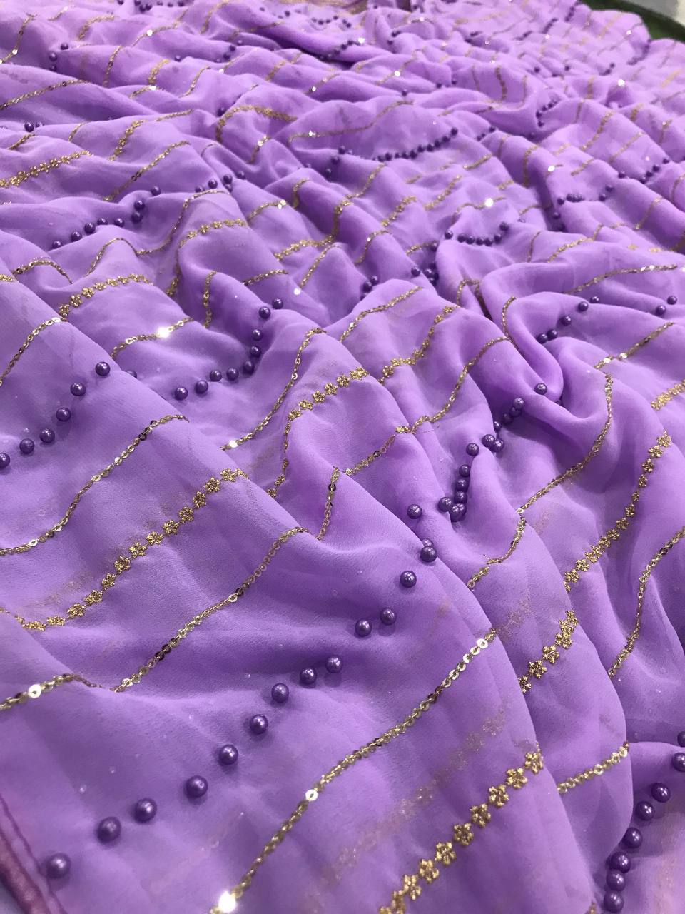 Lavender Color Beautiful Georgette Saree, Embroidery Work Saree, Party Wear saree, Wedding Wear Saree, Bold And Beautiful Saree Blouse
