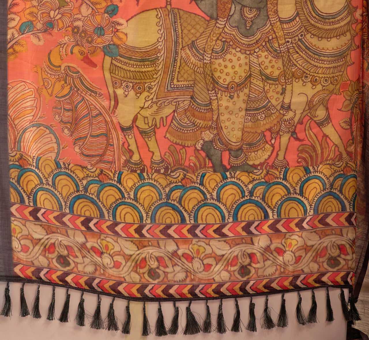 Premium Linen Cotton Saree with Digital Floral & Royal Ethnic Print and Patola Style Border
