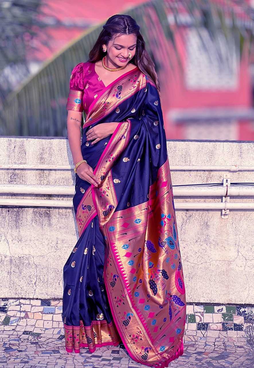 Paithni Silk Zari Woven Saree With Blouse For Women