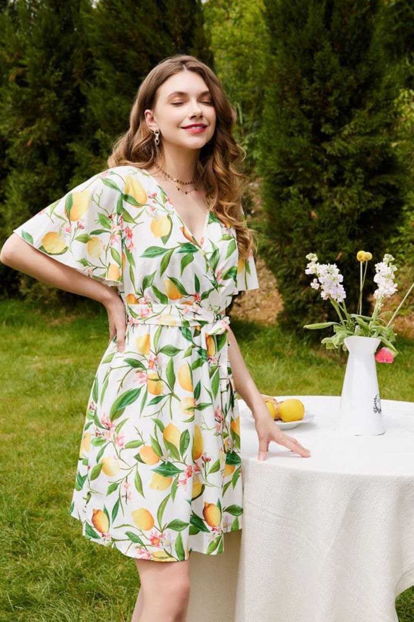 Stylish White Printed Flared Havy Maikro Crepe Dress