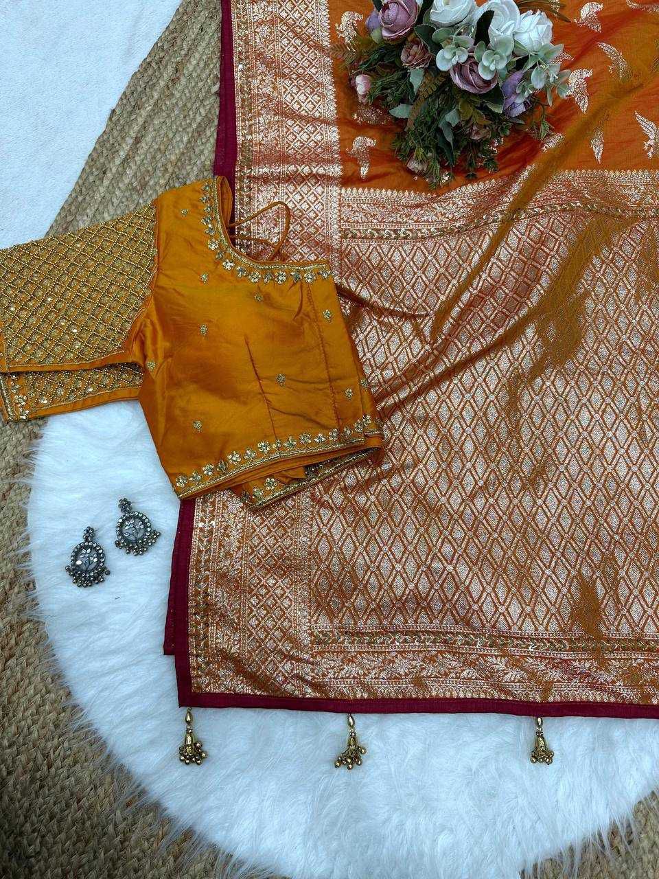 Premium Soft Silk Weaving Saree with Matching Border Blouse
