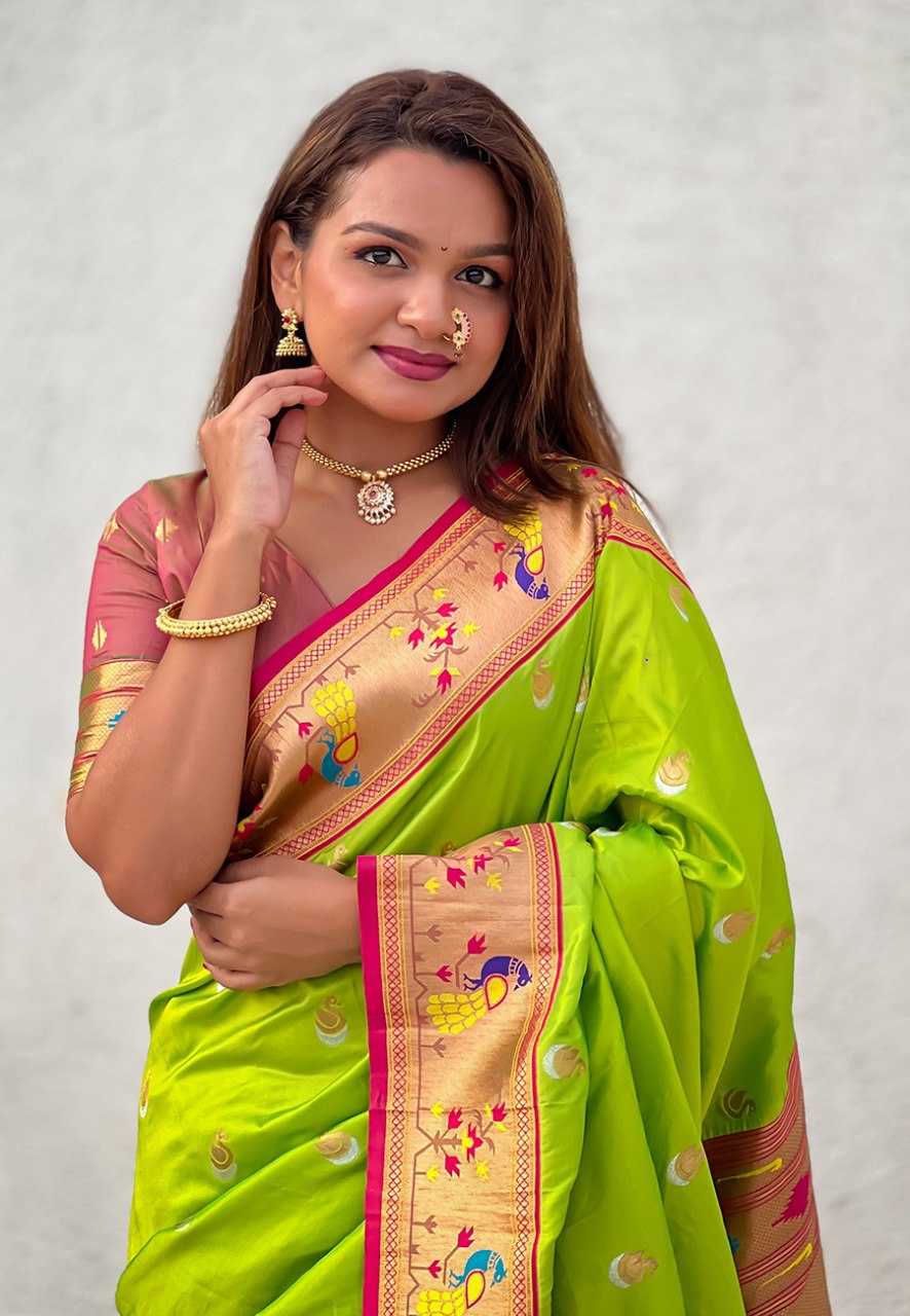 Paithni Silk Zari Woven Saree With Blouse For Women