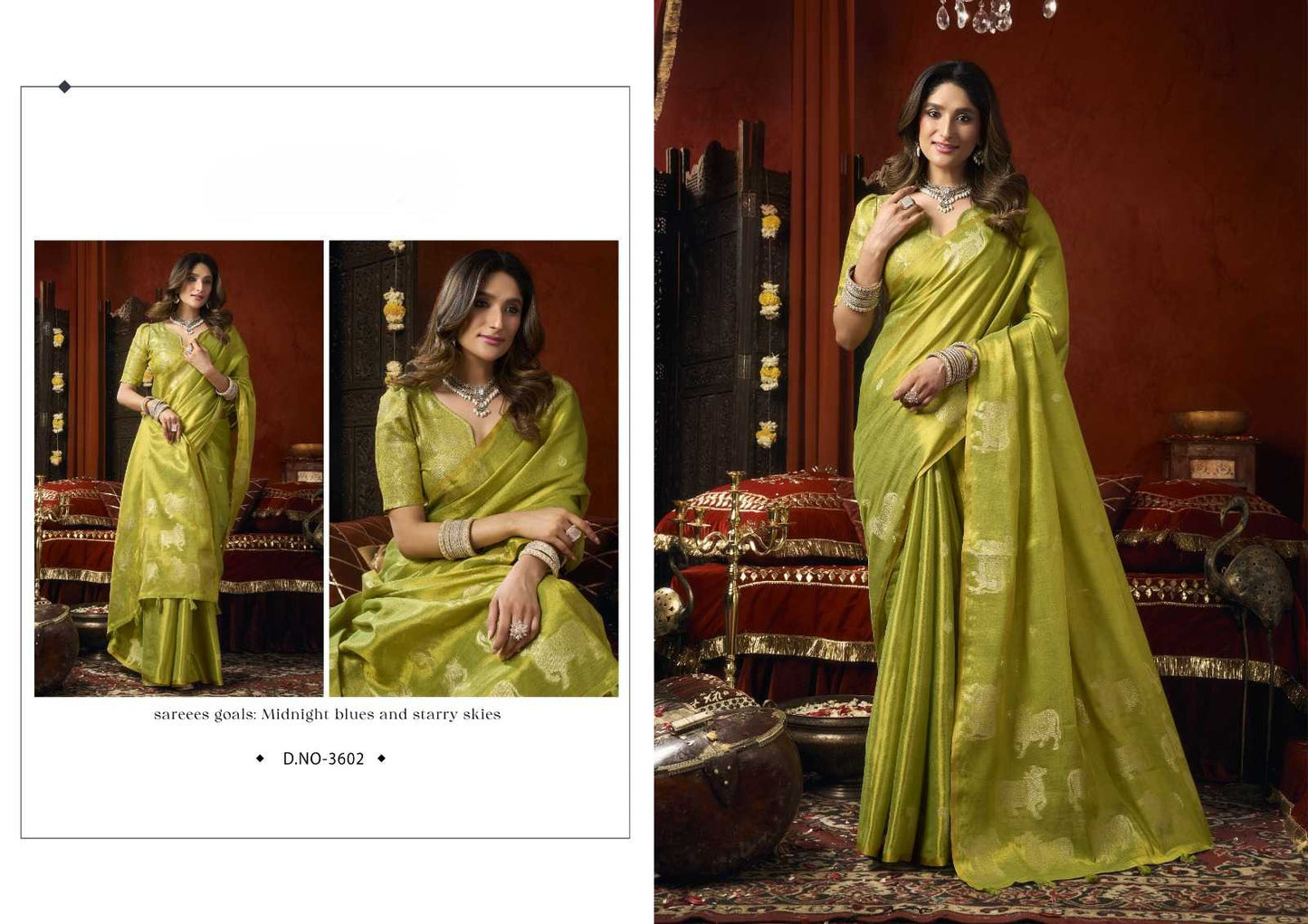 Heavy Tissue Saree with All-Over Cow Butta, Jacquard Weaving & Fancy Tassels