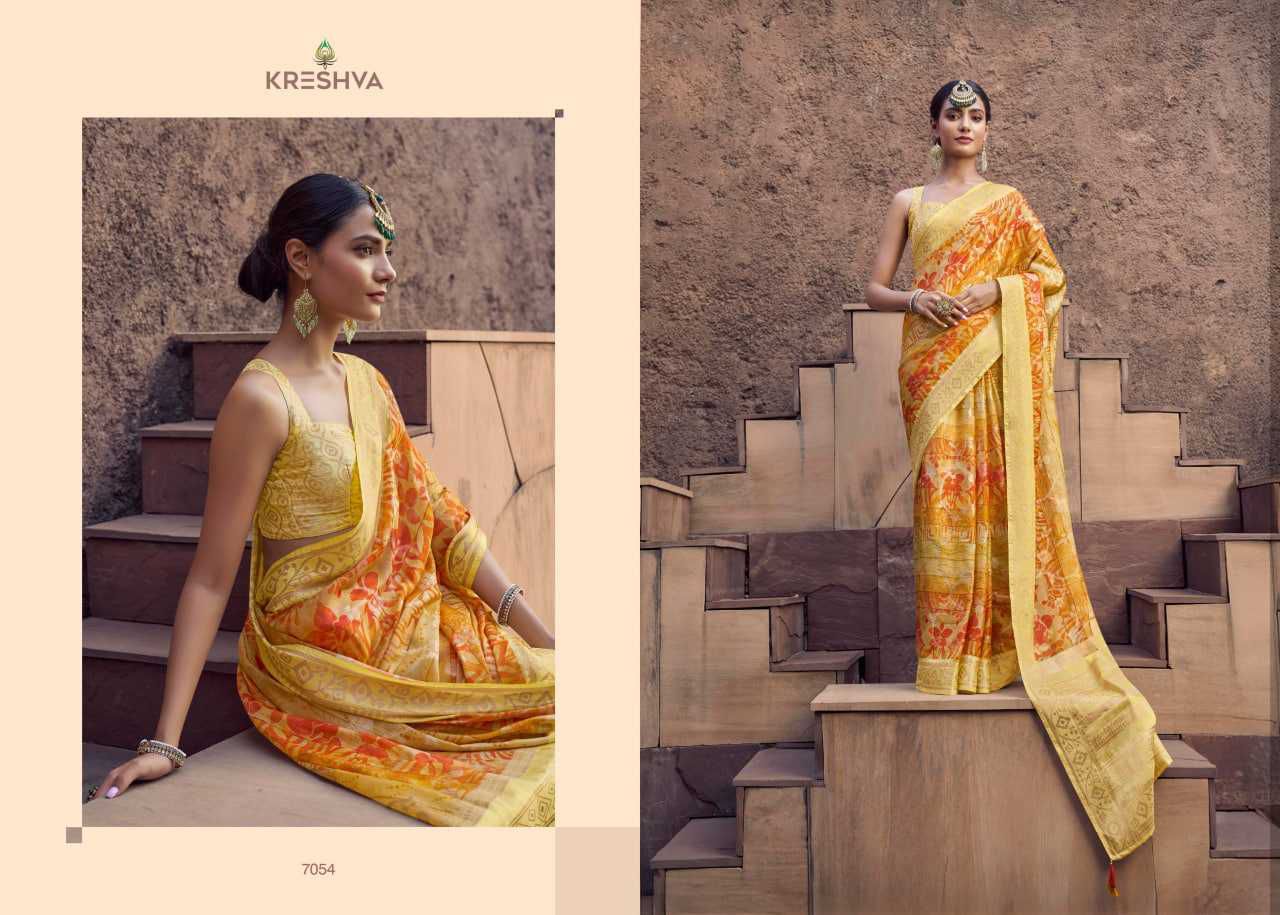 Kreshva Rasberry Crape Jacquard Border Casual Wear Saree Collections