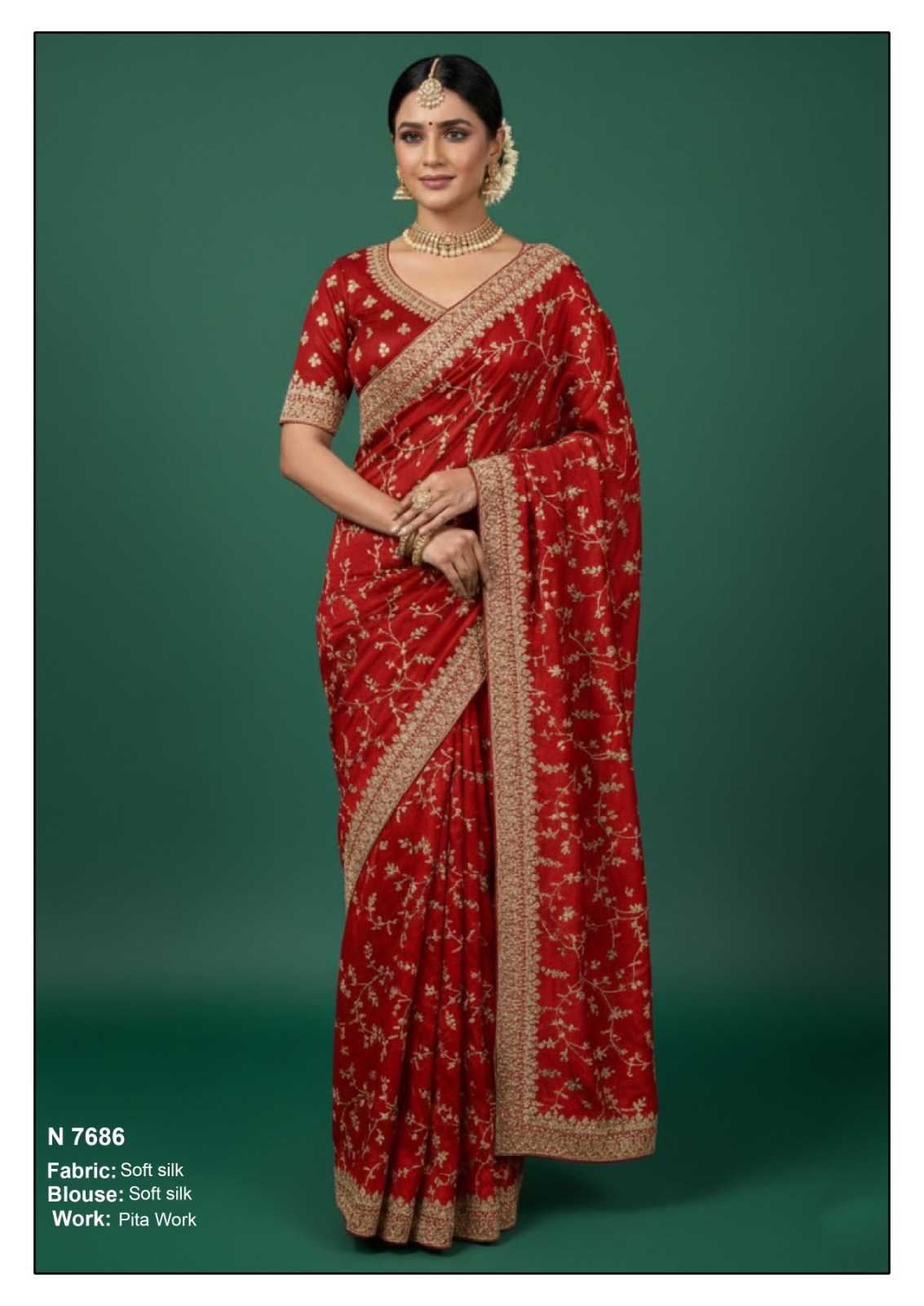 Organza Embroidered and Thread Work Contemporary Sari for Ceremonial
