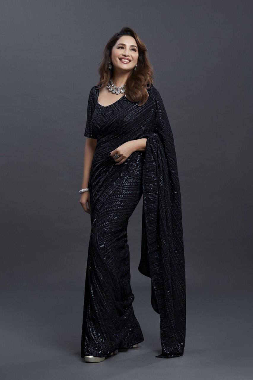 GEORGEET SAREE WITH EMBROIDERY HEAVY SEQUENCE WORK