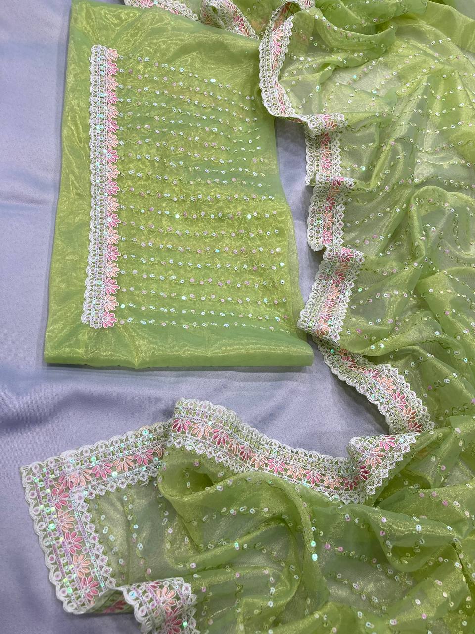 Beautiful Designer Saree on *Soft Gold Net* fabric & Embroidery work