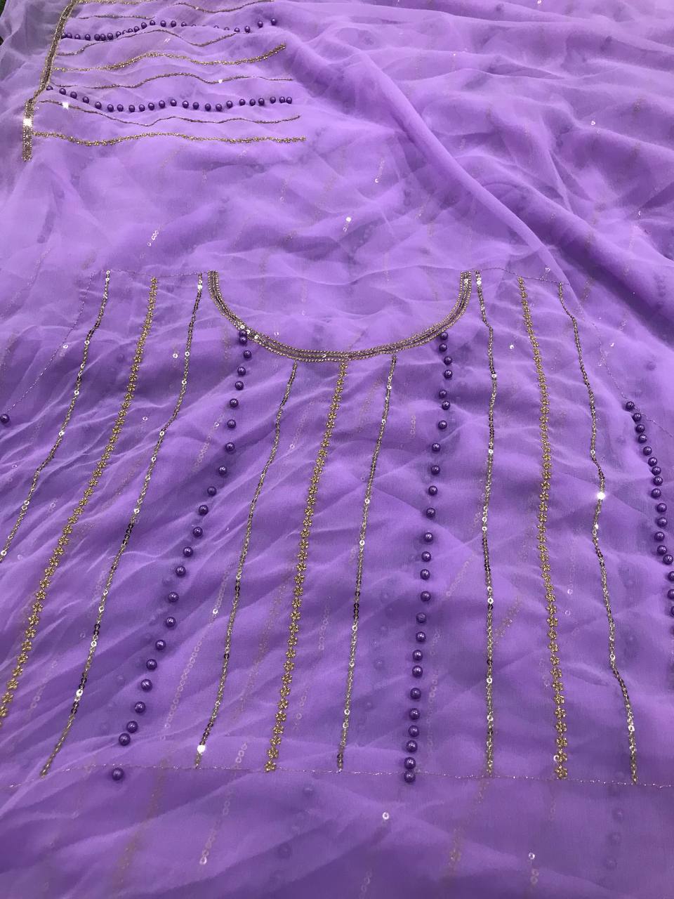 Lavender Color Beautiful Georgette Saree, Embroidery Work Saree, Party Wear saree, Wedding Wear Saree, Bold And Beautiful Saree Blouse