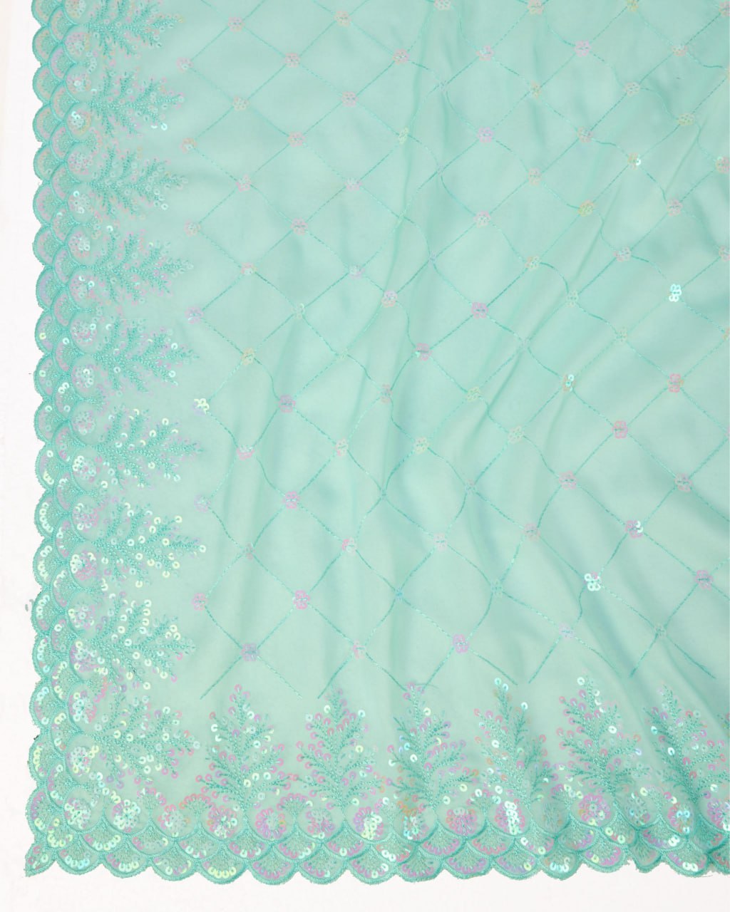 Beautiful Saree for wedding on premium Soft Taby Silk Organza fabric with C-pallu All Over Embroidery Work