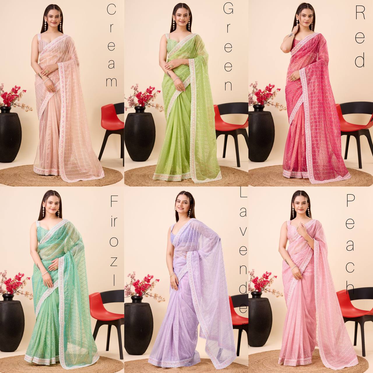Beautiful Designer Saree on *Soft Gold Net* fabric & Embroidery work