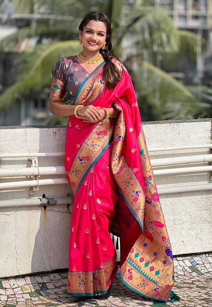 Paithni Silk Zari Woven Saree With Blouse For Women