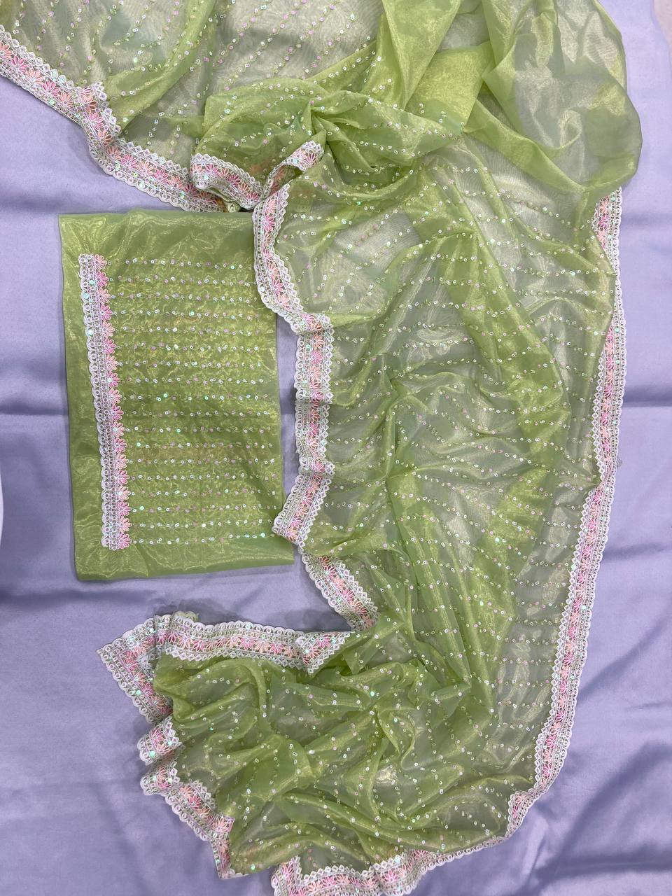 Beautiful Designer Saree on *Soft Gold Net* fabric & Embroidery work