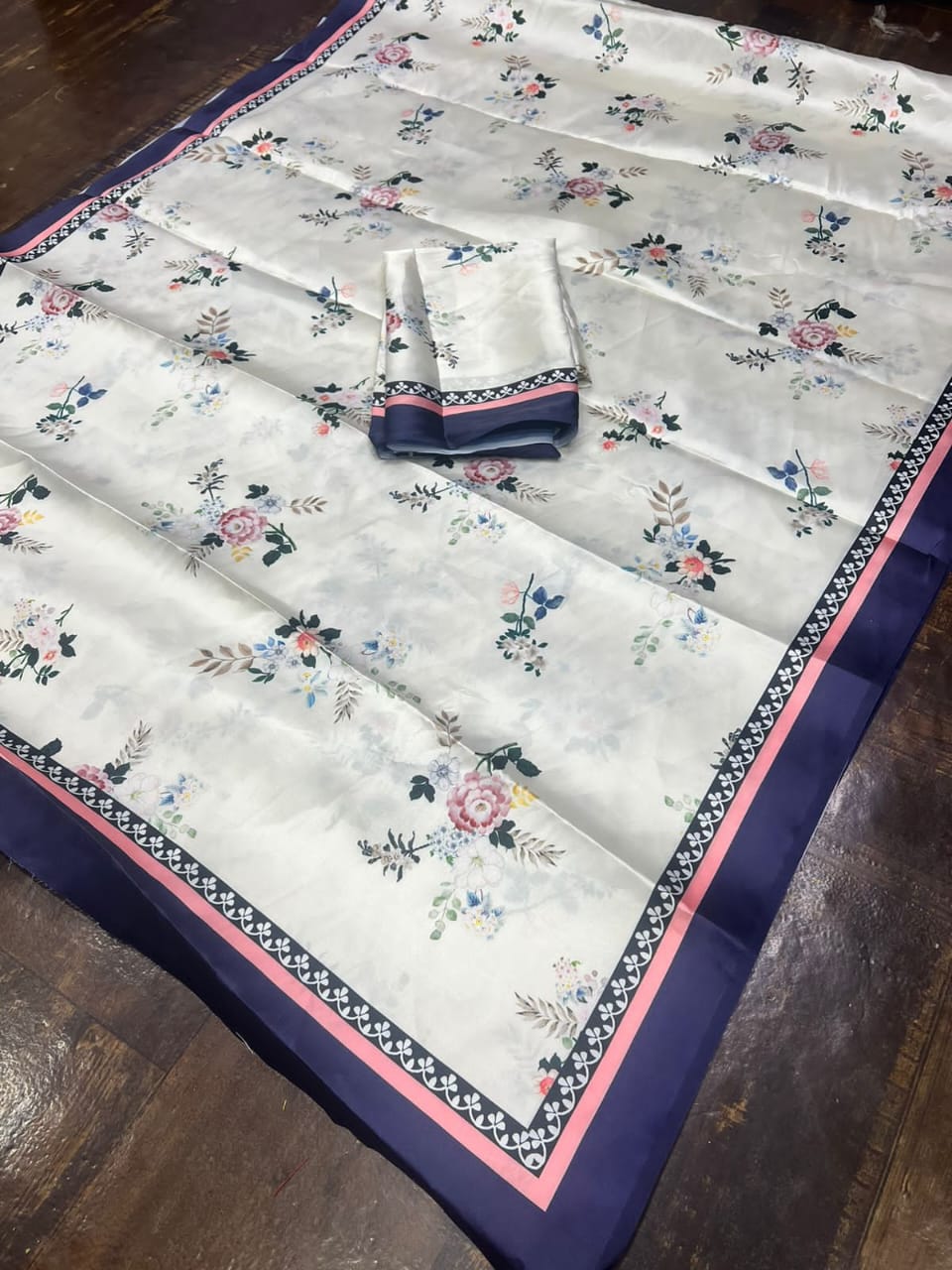japan satin silk Saree work digital print saree