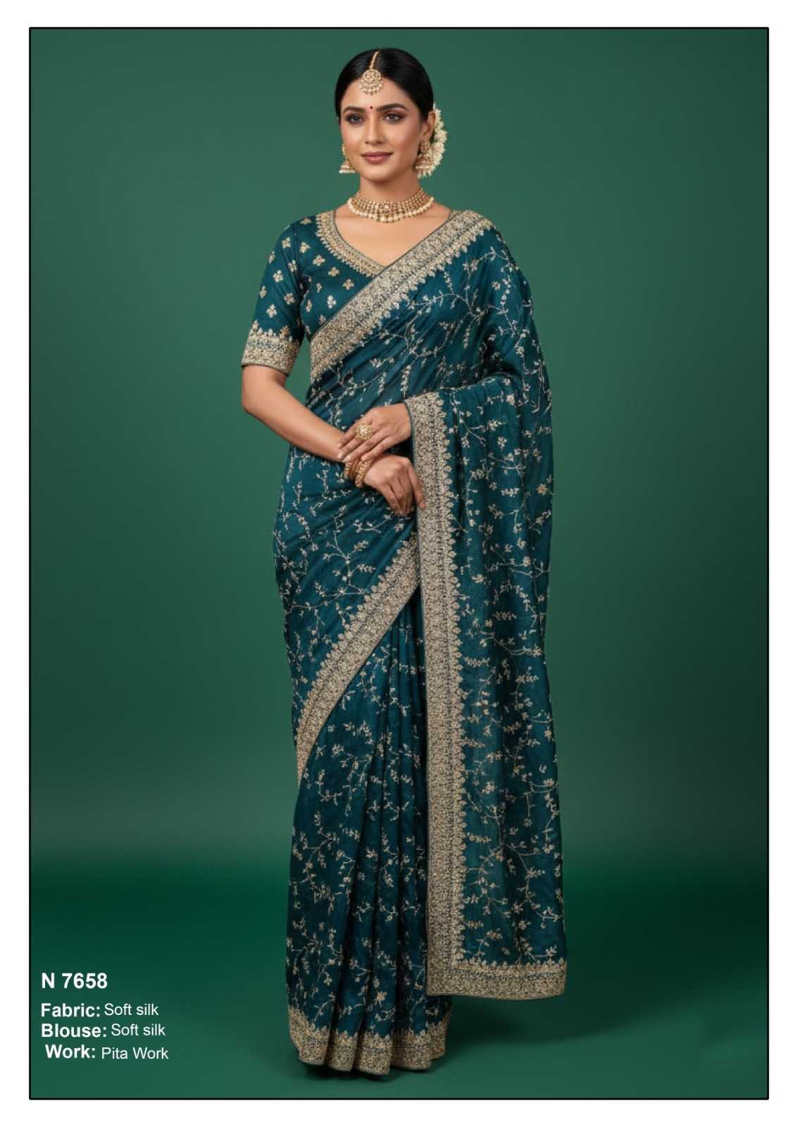 Organza Embroidered and Thread Work Contemporary Sari for Ceremonial