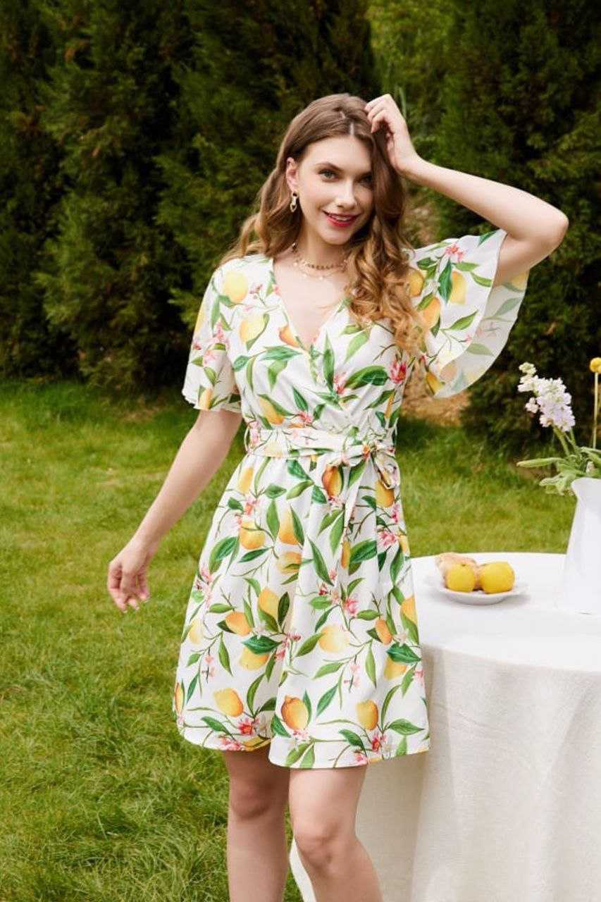 Stylish White Printed Flared Havy Maikro Crepe Dress