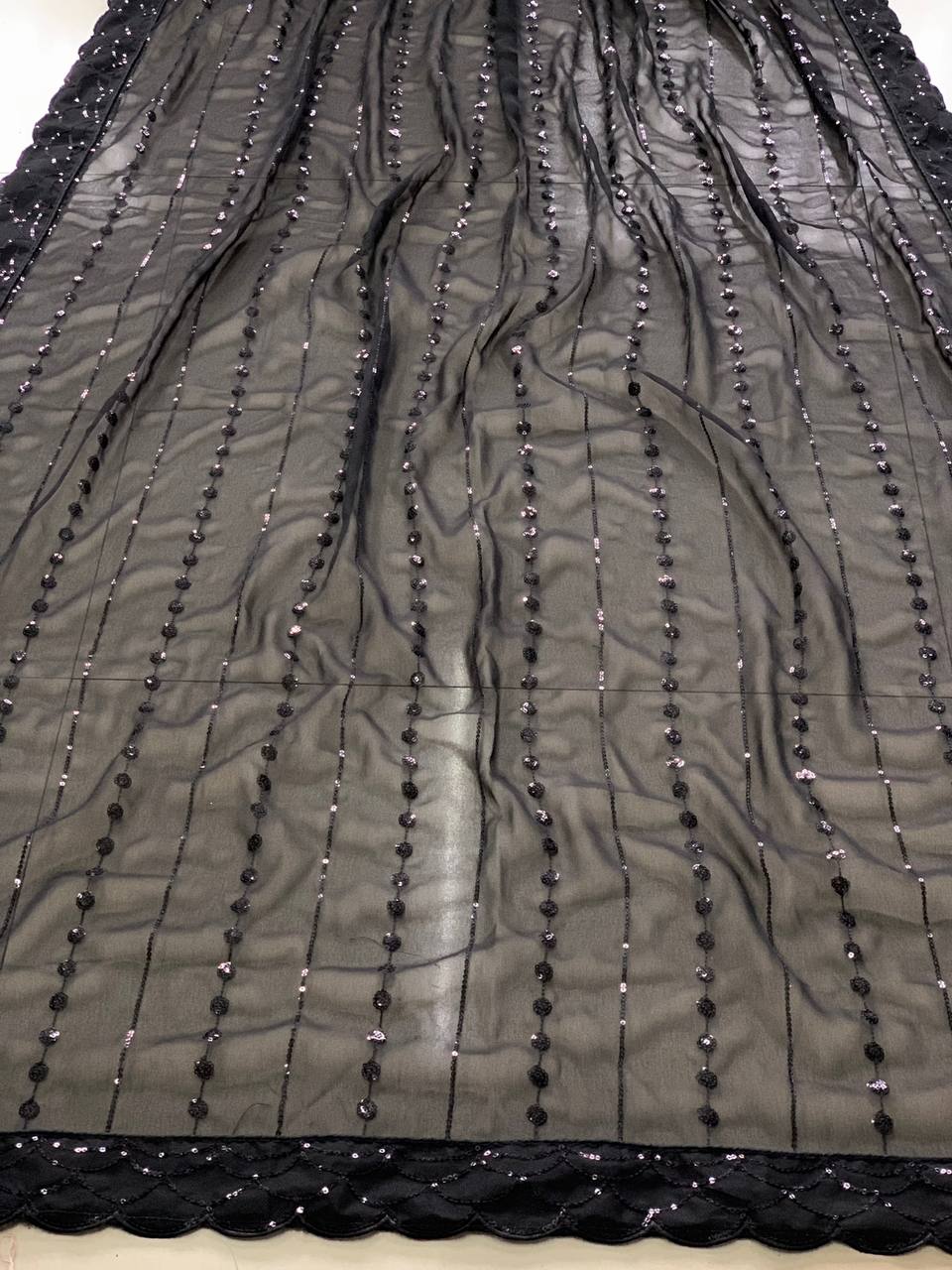 Black Georgette Saree With 5MM Sequence Work