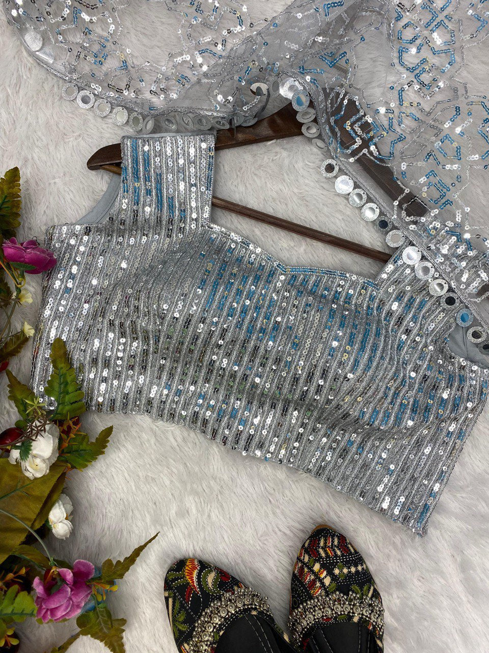 BUTTERY FLY HEAVY NET WITH SEQUANCE WORK SAREE