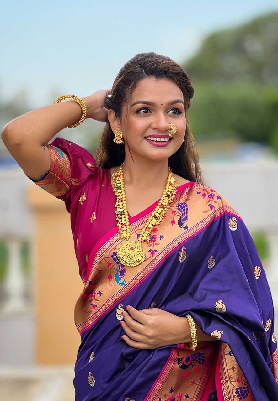 Paithni Silk Zari Woven Saree With Blouse For Women
