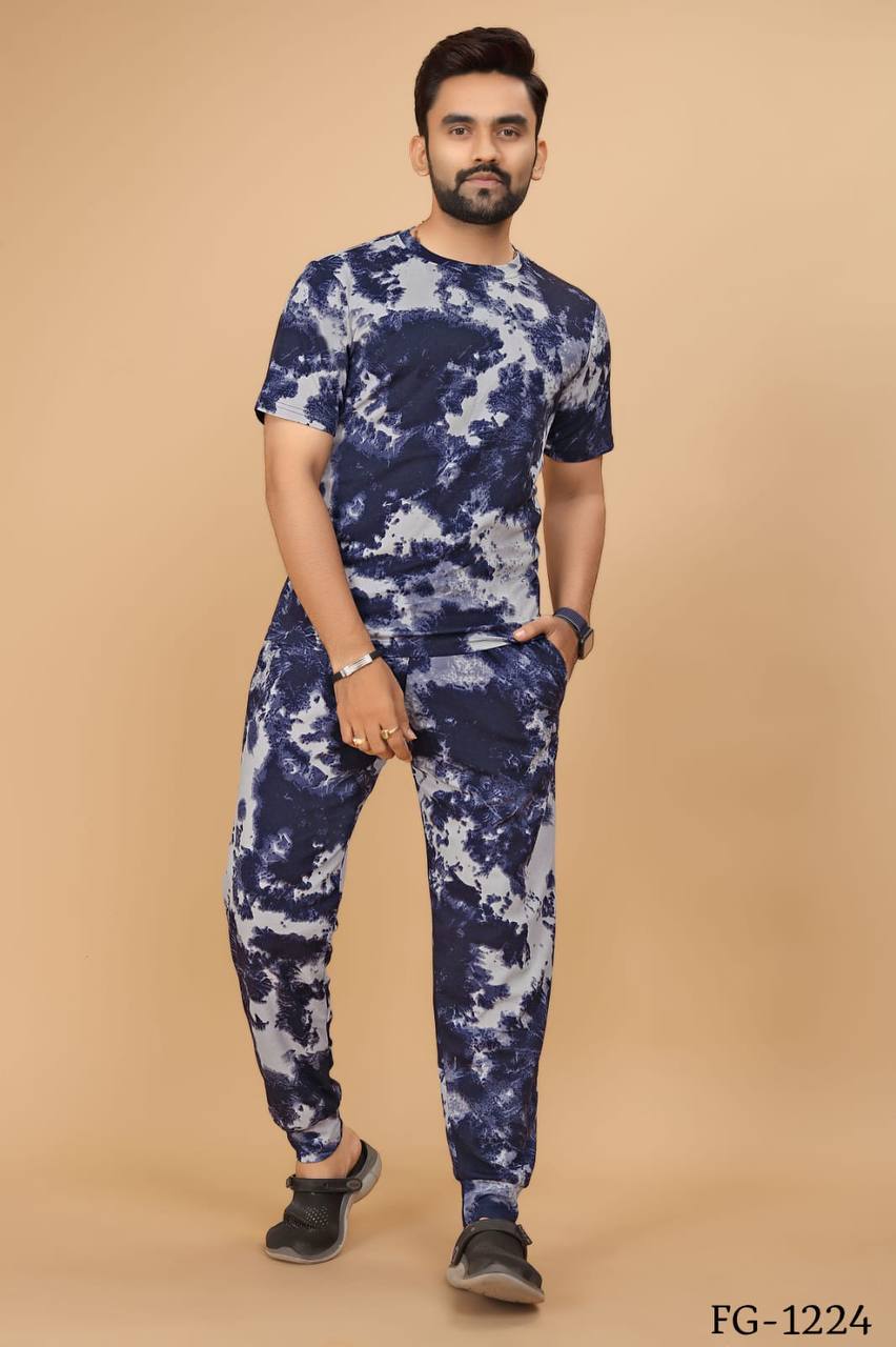 Cotton Lycra With Sibori Printed Work Night Suits