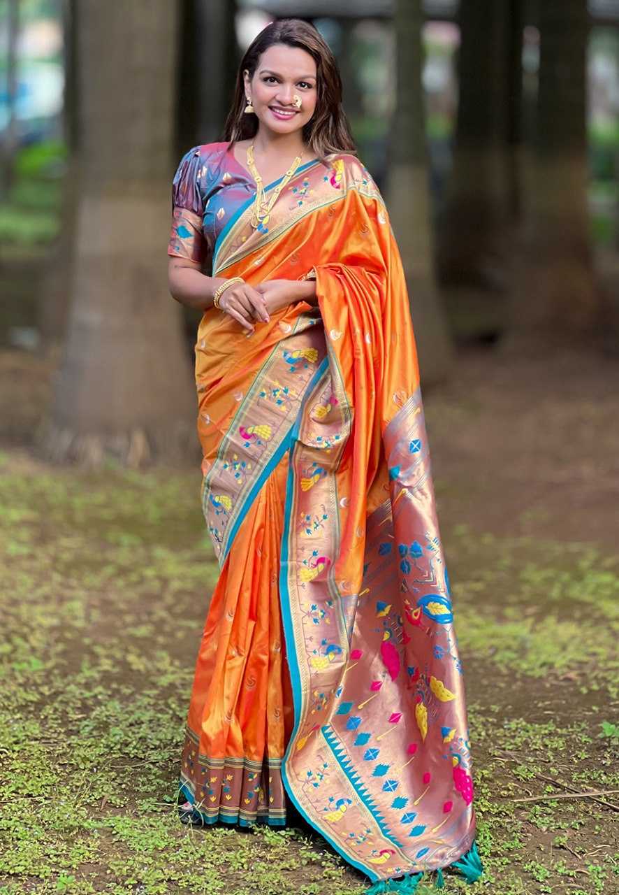 Paithni Silk Zari Woven Saree With Blouse For Women
