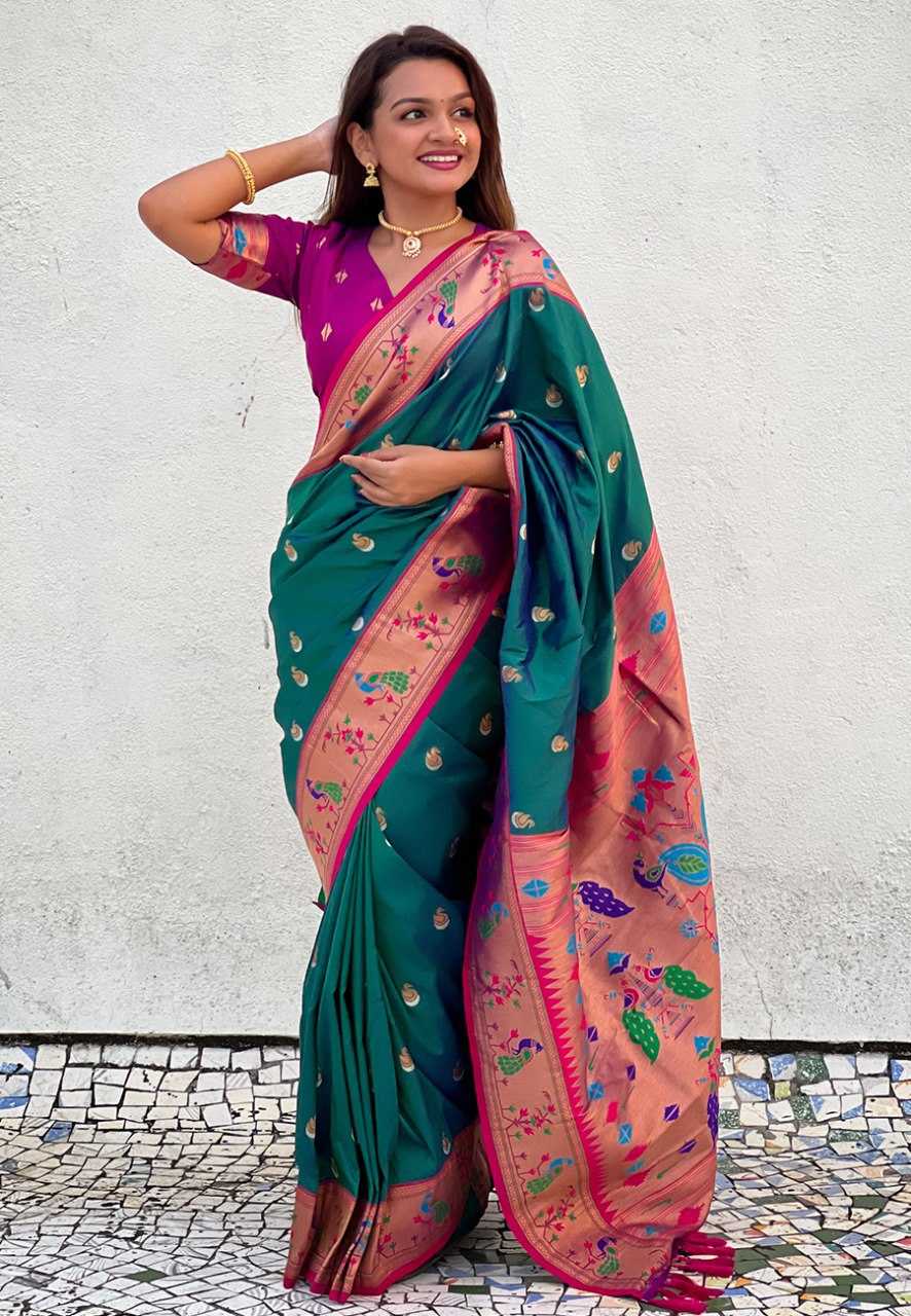 Paithni Silk Zari Woven Saree With Blouse For Women