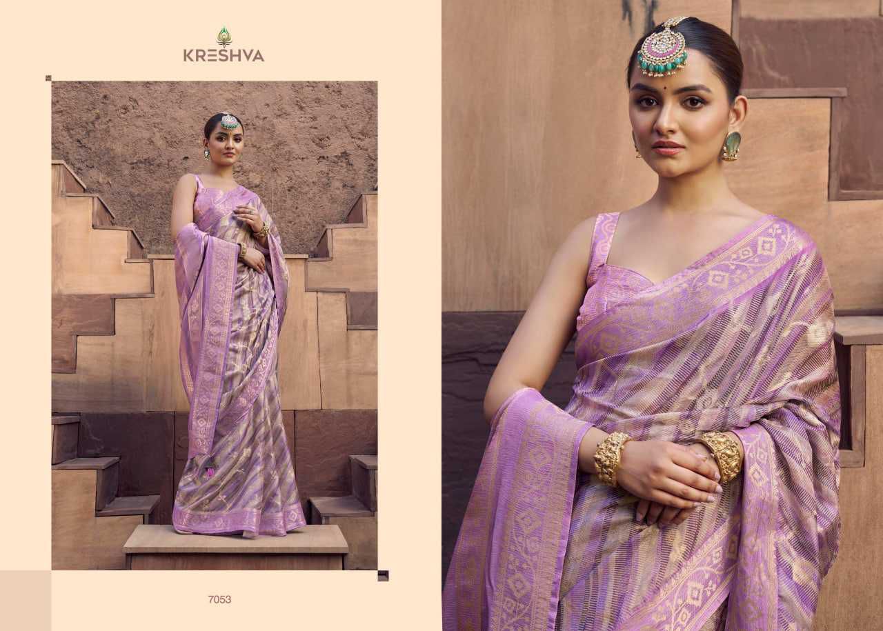 Kreshva Rasberry Crape Jacquard Border Casual Wear Saree Collections