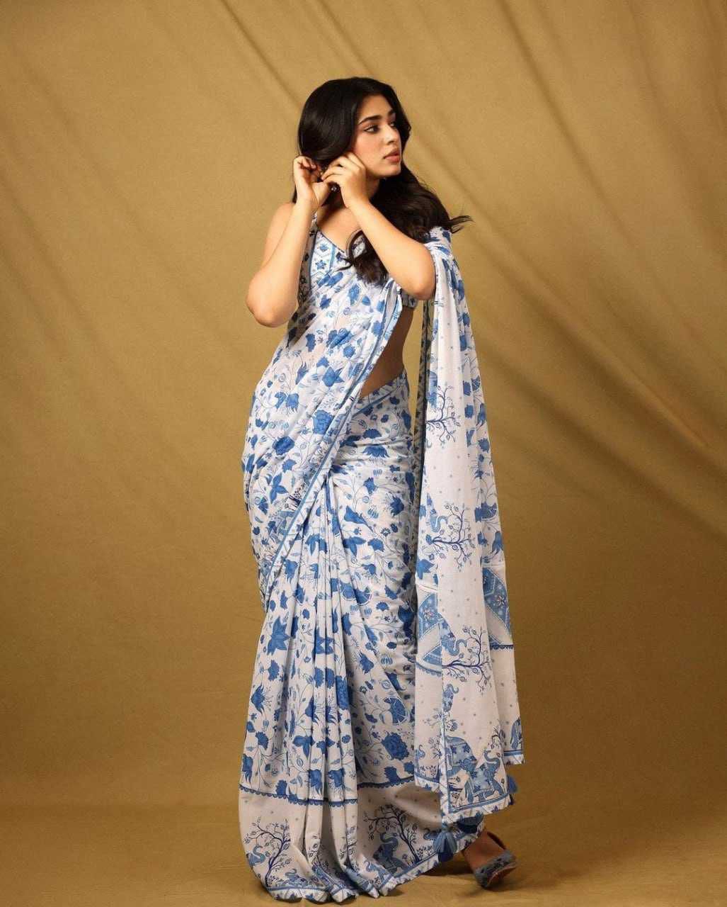Super Fine Georgette Saree with Heavy Digital Print & Monu Lace Border