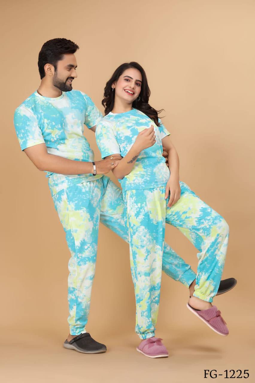 Cotton Lycra With Sibori Printed Work Night Suits