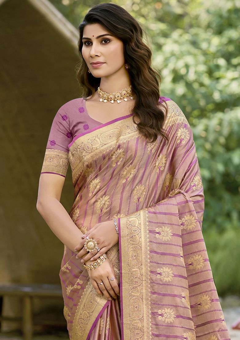 Sangam Prints wine Silk Woven Work Festival Saree
