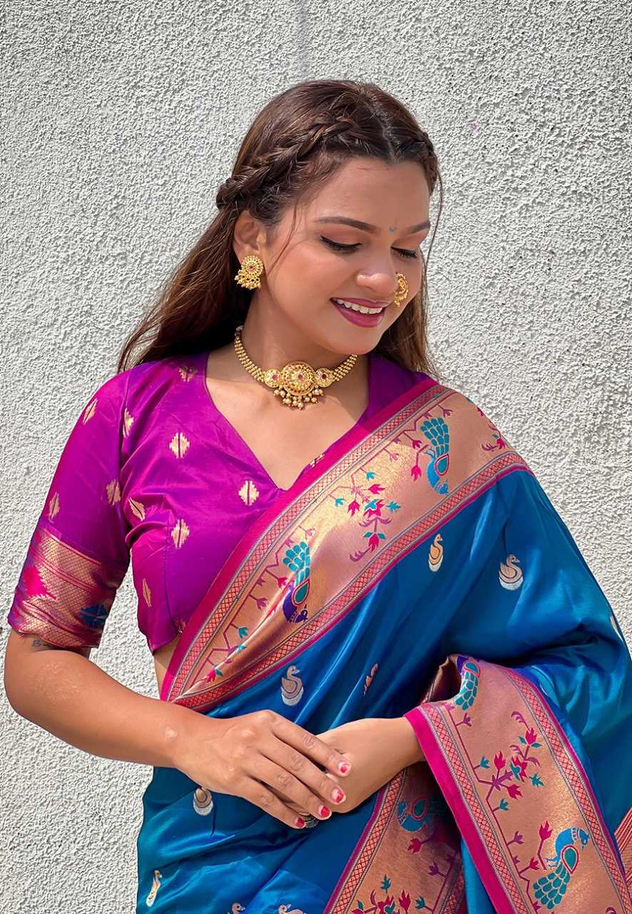 Paithni Silk Zari Woven Saree With Blouse For Women