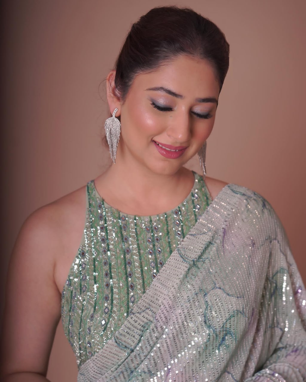 Multi Color Georgette Sequence Saree With Real Mirror Design Work Saree Party Wear Saree Best Quality Bollywood Saree Amazing Beauty Saree