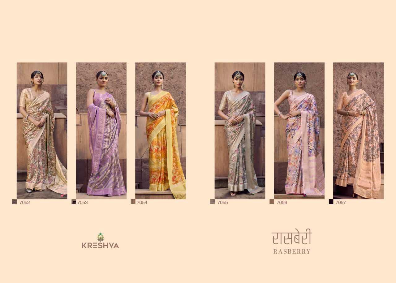 Kreshva Rasberry Crape Jacquard Border Casual Wear Saree Collections