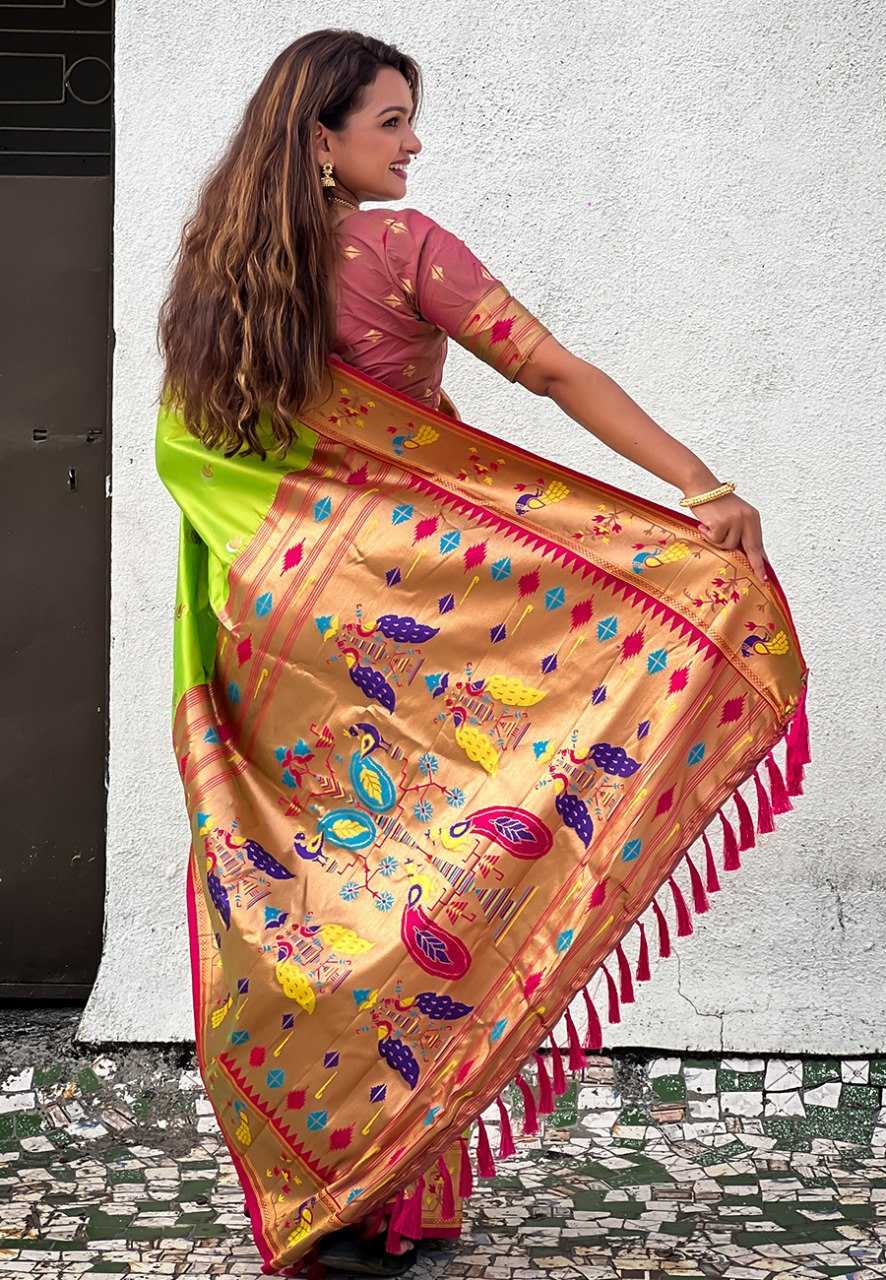 Paithni Silk Zari Woven Saree With Blouse For Women