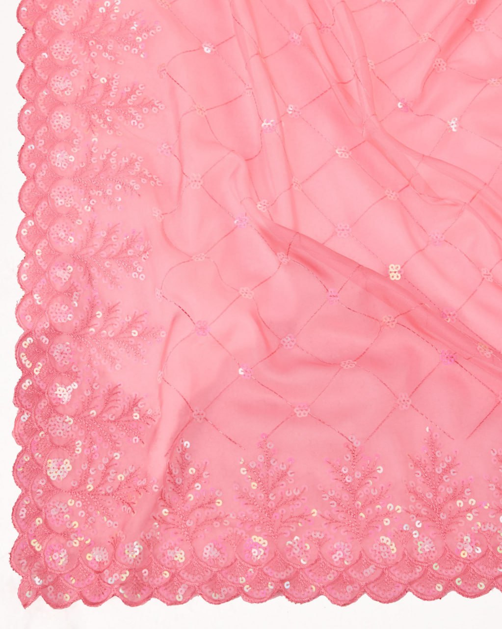 Beautiful Saree for wedding on premium Soft Taby Silk Organza fabric with C-pallu All Over Embroidery Work