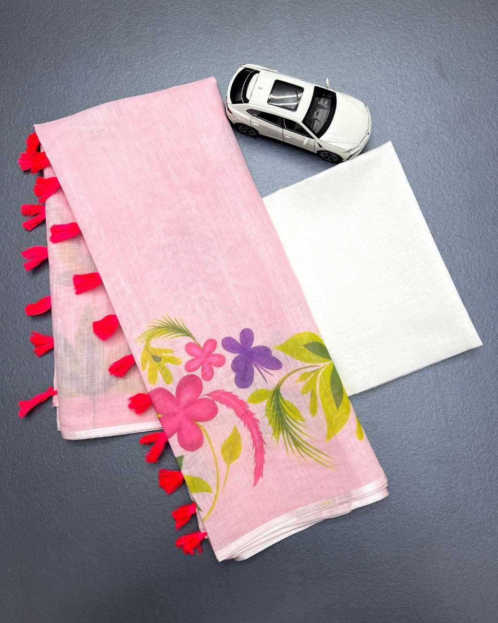 Hand Painted Flamingo Mulmul Cotton Saree