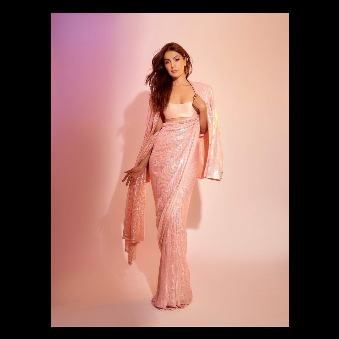 Heavy Georgette Saree Sequins embroidery work with back patch and piping