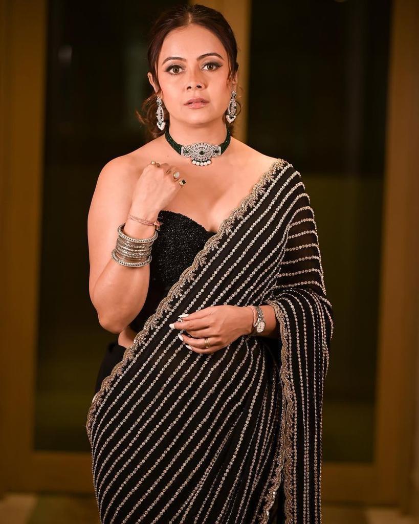 Black Color Sequence Work Celebrity Style Soft Net Saree