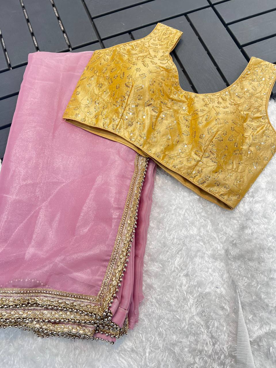 Bollywood Style Heavy Tissue Organza Saree