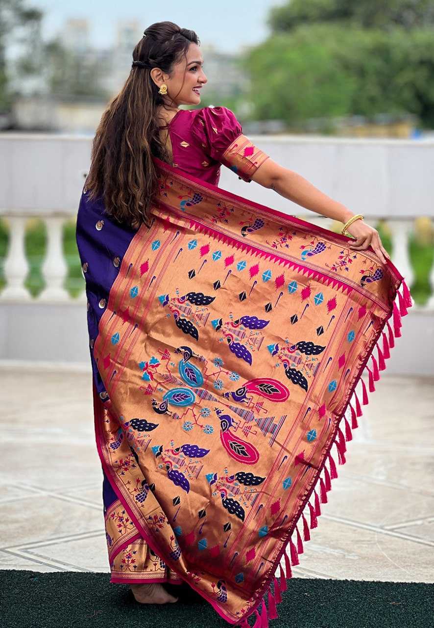 Paithni Silk Zari Woven Saree With Blouse For Women