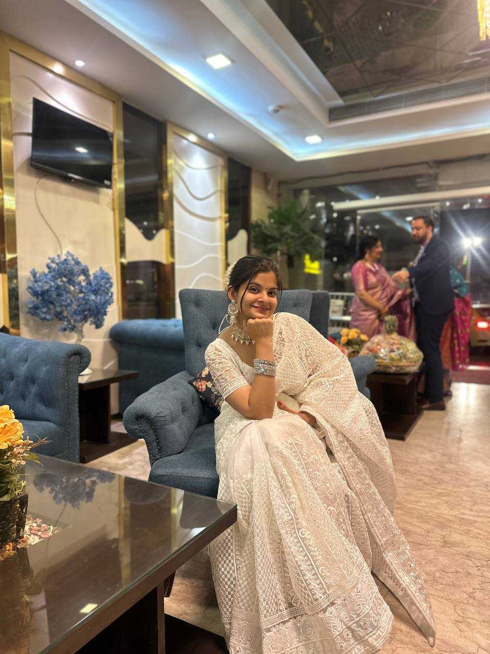 Pure Organza Embroidered Saree with Matching Blouse