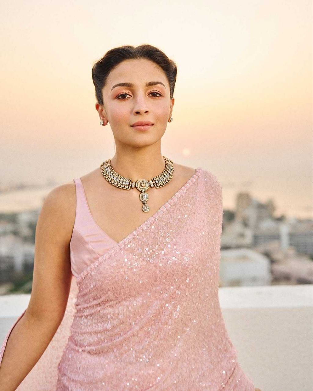 Heavy Georgette Saree with Full Sequence Embroidery & Monobanglori Silk Cotton Blouse