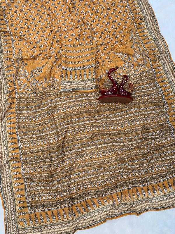 Premium Heavy Soft Georgette Saree with Digital Print, Katdana & Real Mirror Work