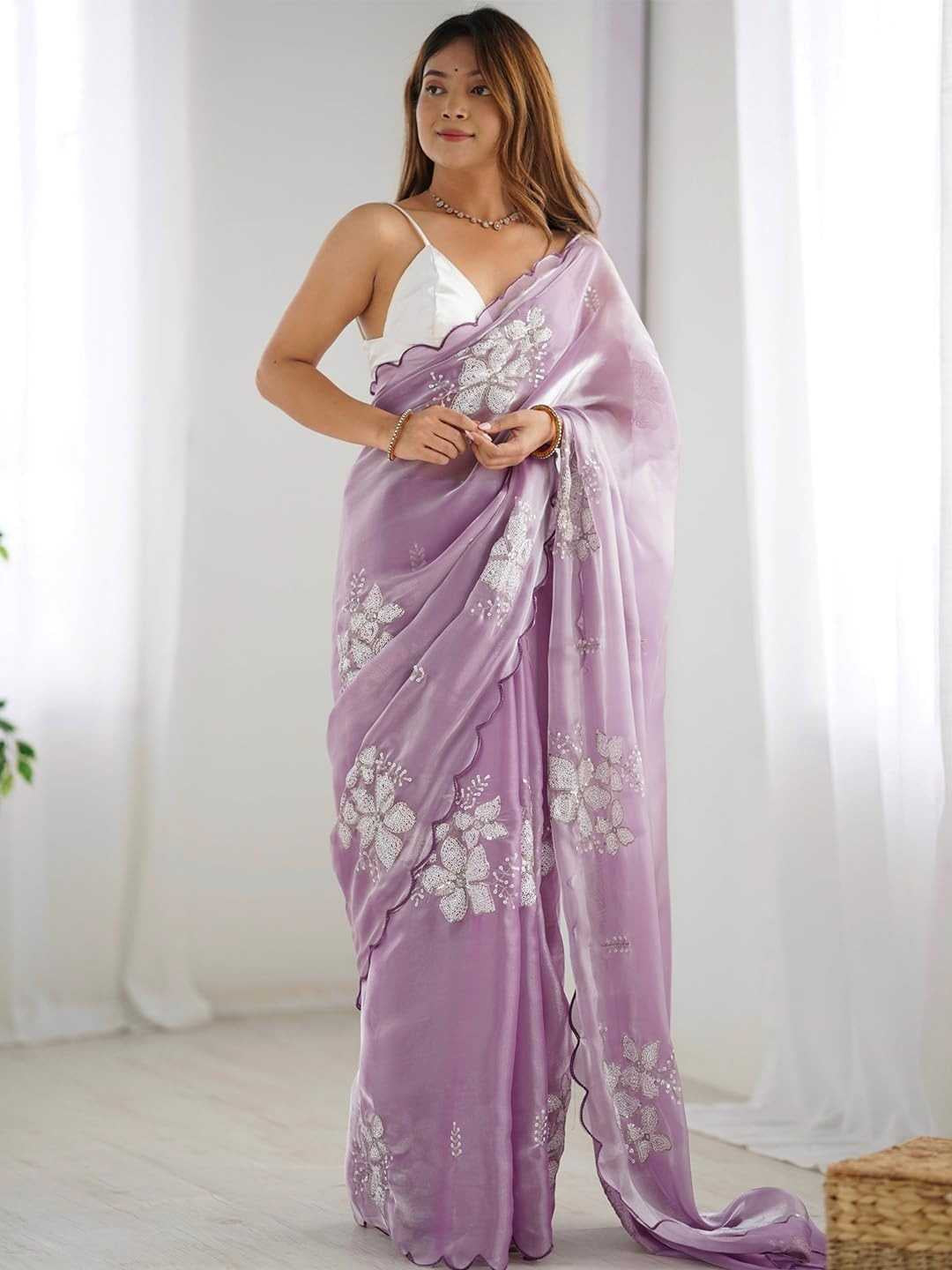 Premium Jimmy Choo Saree with Embroidery & 3MM Sequins Work