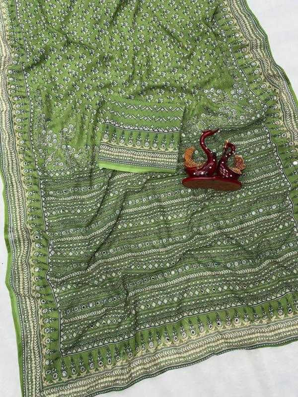 Premium Heavy Soft Georgette Saree with Digital Print, Katdana & Real Mirror Work