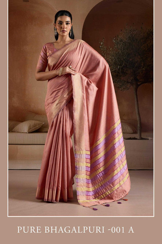 Handwoven Bhagalpuri Silk Saree with Multi Pallu