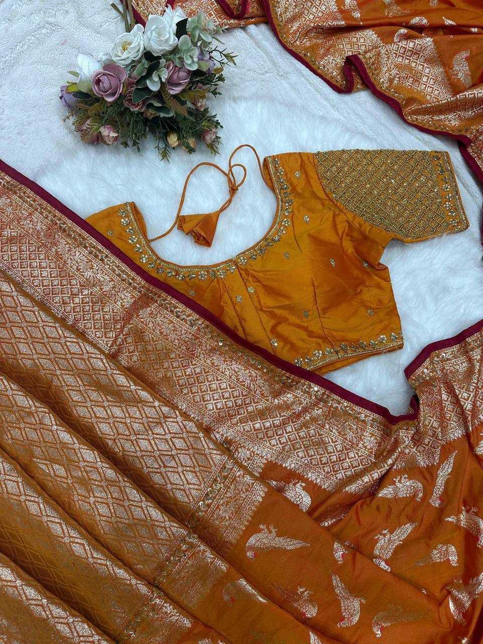 Premium Soft Silk Weaving Saree with Matching Border Blouse