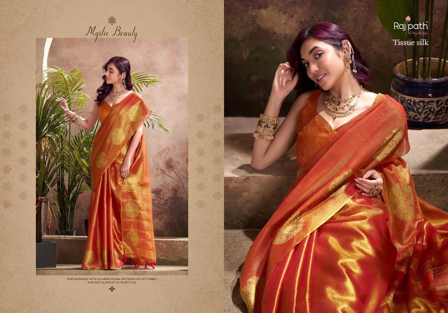 Rajpath kiri silk tissue silk stylish saree